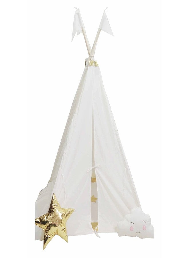 CREATIVE TEXTILES Tent House for Kids Portable Play Tent for Kids, A House for Boys & Girls to Play Indoor or Outdoor Games and Party Decorations (White and Golden) - Image 3